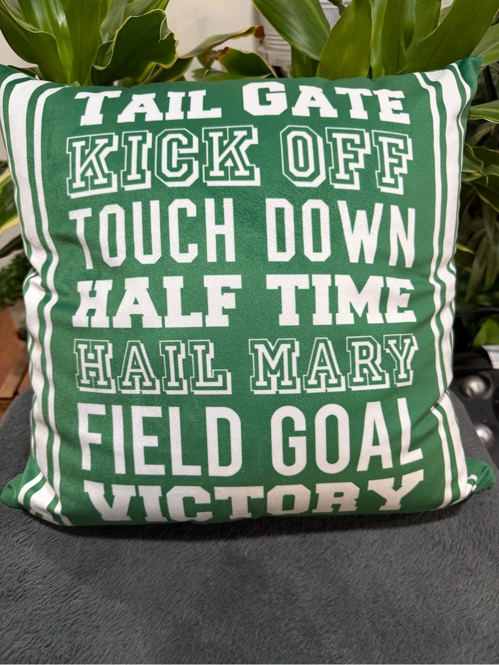 Green 'Tail Gate' Football Decorative Pillow - Home Holiday